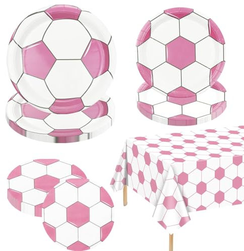 Football Decorations - Party Supplies Including Plates, Napkins, Tablecloth for Sports Theme Fan Event Game Day, Serve 20