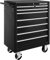 Gr8 Home Metal 7 Drawer Black Roller Tool Storage Cabinet Lockable Toolbox Chest with Wheels Handle Portable Garage Trolley Workshop Cabinet Unit Organiser