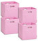 Storanda | 4er Set Aufbewahrungsbox 33x33x32.5 cm | Breite Griffe auf zwei Seiten | Stabil & Faltbar | Regalbox für Würfelregal | Ideal für Zuhause & Kinderzimmer | Rosa