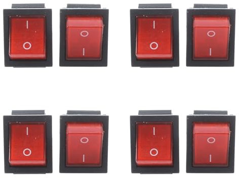 Heiikiuy 16A/250VAC 20A/125VAC Voyant Rouge 4 Broches ON/OFF DPST Interrupteur A Bascule 8 Pcs