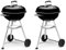 Weber Compact Kettle BBQ a carbone, sup. cottura Ø 47 cm, barbecue con coperchio e caldaia smaltati in porcellana, supporto a tre gambe e ruote, sup. cottura cromata - Nero (1221004) (Confezione da 2)