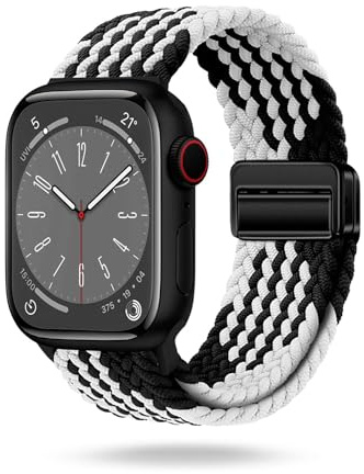 ONEFLOW Casual Loop Kompatibel mit Apple Watch Ultra 2 (49mm) Geflochtenes Armband Elastisch, Textil iWatch Armbänder Damen Herren, Sport Nylon Stoff Band Verschluss Magnetisch, Monochrom