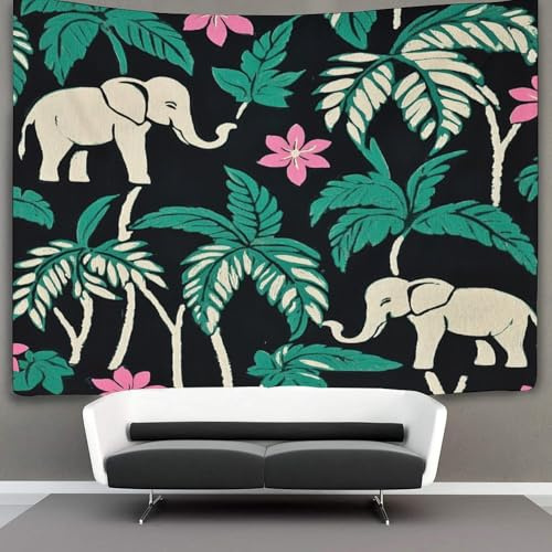 kaiyun Leaves, Elefants-Thailändische Elemente Wandbehang Wandtuch Wandteppiche 3D Heimdekoration Für Raum 150cmx200cm