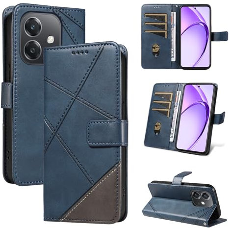 Coque Compatible avec Oppo A5X / A3X 2024 / A3 2024 / A60 5G / A40 / A40M Fente pour Porte-Cartes Fermeture magnétique Support à Rabat Étui pour téléphone Blue