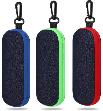 Custodie Occhiali Denim 3 Pezzi, Custodia Rigida Con Cerniera, Custodia Portatile Da Viaggio, Porta Occhiali Rigidi Design Con Fibbia, Ideale Per Occhiali Da Sole, Graffiti E Montature (3 Pezzi)