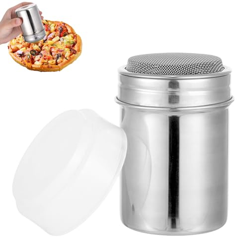 Puderzuckerstreuer Mehlstreuer Edelstahl mit Deckel, Kakaostreuer für Cappuccino und Puderzucker, Puderzuckermühle Feines Sieb für Zucker und Gewürze, Matcha Shaker Staubzuckerstreuer Kaffee Zubehör