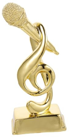 GANAZONO Premio Microfono Oro Creativo in Resina per Ragazzo Ragazza Note Musicali, Decorazione Delicata Simbolo di Onore per Concorsi di Canto e Ospitanti