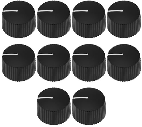 Be In Your Mind 10Pcs Equipment Control Knob 6.4mm Round Hole for Speaker Power Amplifier, Black