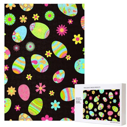 300-teiliges buntes Ostereier-Puzzle mit Verpackungsbox für Erwachsene – Holzpuzzle