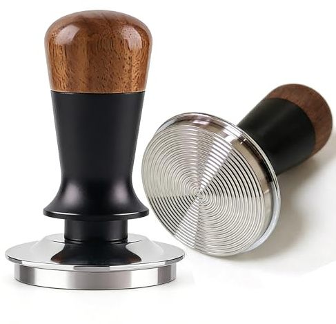 Davonpha 51mm Stampfer 30lbs Druck Walnussgriff Edelstahl für DeLonghi | Passend für DeLonghi Dedica EC685/EC885, SMEG, BEEM, WIK. Edelstahl mit Gewindeboden, konstanter 30lbs Druck, Walnussgriff.