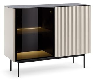 Masseno Kommode Velluto 107 cm Sideboard und 2 Türen für Wohnzimmer Schlafzimmer Modern 107x39x84 cm Kaschmir/Kaschmir