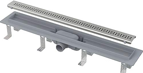 Duschrinne Ablaufrinne Bodenablauf 'No.9' Duschablauf alcadrain Kuststoff Rinne komplett Bodenablaufrinne inkl. Edelstahlrost, Rostlänge:750mm