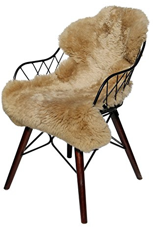 Hollert German Leather Fashion Lammfell - BRAUN Farben Merino Schaffell Läufer Dekoration Sitzunterlage Naturfell Größe 100-110, Farbe Cappuccino