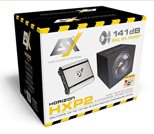 ESX Horizon HXP2 Subwooferkiste + 2-Kanal Endstufe Komplettset