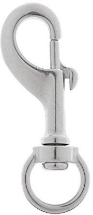 Yundxi Stabil Karabinerhaken mit Drehgelenk/Schnapphaken Karabiner aus Edelstahl für Hundeleinen/Paracord/Schlüsselanhänger/Tauchen Haken für Gurtband (1pcs Silber, S 68mm)