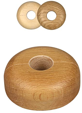 10 Pieces Pipe Covers, Solid Wood, for Pipe diameters: 15mm, 19mm, 22mm; Radiator Pipe Collars/Heating Pipe Rings/Surrounds/Roses, Real Wood: Maple, Beech, Oak, (15mm, Beech)