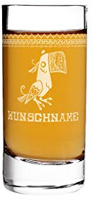 Herz & Heim® Tequila Shot Glas mit Gravur des Wunschnamens - mexikanische Motive zur Auswahl Papagei
