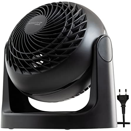 Iris Ohyama Woozoo Ventilatore da Tavolo, Ambienti fino 13m², Inclinazione Verticale 360°, Silenzioso 35dB, Portatile, 3 Velocità, Fan, Per Camera, Scrivania, Nero, PCF-HE15