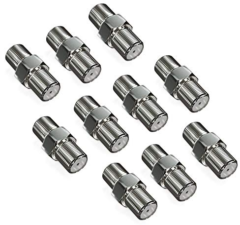 deleyCON 10 Pezzi Connettore Adattatore SAT Cavo Coassiale Estensione 2x Presa F Nichelato per Sistemi BK Via Cavo Satellitare