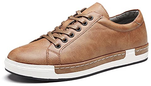 Hombres de Cuero Casual Skateboard Zapatos de Moda de Encaje hasta Mocasines Antideslizantes Pisos de Moda de Negocios cómodas Zapatillas de Deporte