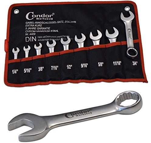 Zoll Fork Ring Spanner Set Short 1/4-3/4 Inch Combination Spanner Set ZÖLLIG