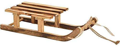 matches21 Schlitten Holzschlitten Deko Weihnachten Winterdeko Weihnachtsdeko Holzdeko braun Minischlitten 1 STK 31 cm