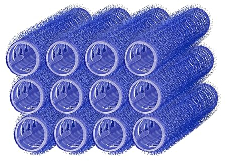 PONIK'S PROFESSIONAL - Haarrollen Lockenwickler, Lockenwickler Selbsthaftend Set, Haar Roller 12 Stücke, Haarrollen Locken 16mm, Selbst Griff Locken - blau