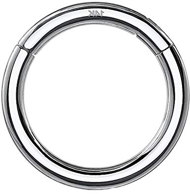 Taffstyle Piercing Clicker Scharnier Ring 585 Gold 14 Karat Segmentring Septum Tragus Helix Ohr Nase Nasenring Nasenpiercing Ohrpiercing Weißgold 1,2mm x 8mm