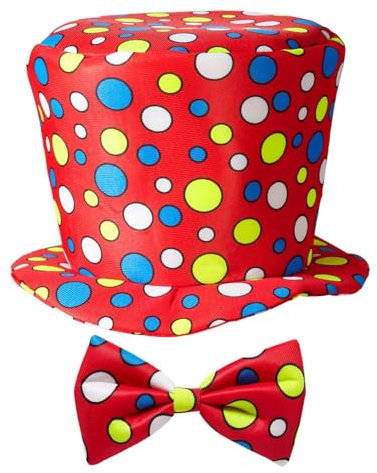 Widmann - Chapeau de clown avec noeud papillon, set de 2 pièces, pour enfants, cirque, anniversaire, déguisement, accessoire, fête à thème