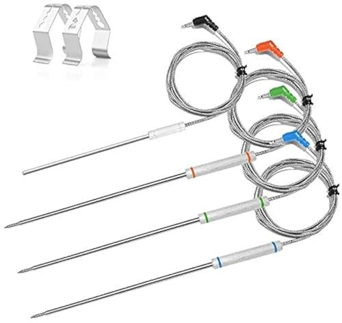 4-Pack Upgraded Replacement Probe Kit for Thermopro TP20 TP08S TP07 TP25,Ultra Accurate & Fast Meat Temperature Ambient Probe for TP20 TP17 TP-27 TP17H TP06s TP16S TP09 TP28 with Probe Clip