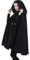 BEAUTELICATE Femme Cape à Capuche Courte Manteau Poncho Laine Chaude de Automne Hiver Costume de Noël Halloween Medievale Carnaval Cosplay(Taille Unique, Noir)