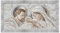 Lupia - Quadro Moderno The Kiss Ceramic Mix Sacra Famiglia GIOVY, Decorazione Glitter, Cornice Legno Striata Argento, Adatto per Camera da Letto, Soggiorno e Ufficio, 60x110 cm, Stampa su Legno