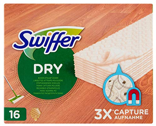 Swiffer Panni Cattura Polvere Legno e Parquet Dry, 16 Pezzi