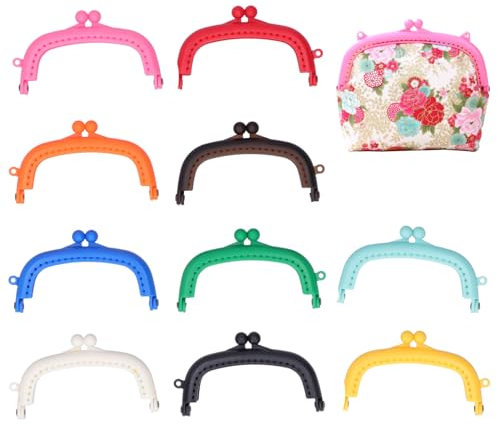 HERCHR 10pcs Fermoir Porte Monnaie, Fermoir pour Sac à main 8.5 cm Porte-monnaie en Métal,Serrures de Fermoir de Baiser Porte-Monnaie en Plastique Sac Kiss Fermoir pour Sac à Main, 8,5 cm