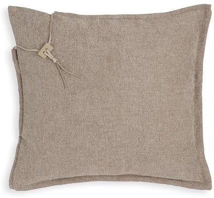 KNIT FACTORY - Imre Kissen - Modernes Dekokissen mit feinmaschigen Strickmotiv - Kissenhülle mit Kissenfüllung - Quadratische Sofakissen - 50x50 - Beige