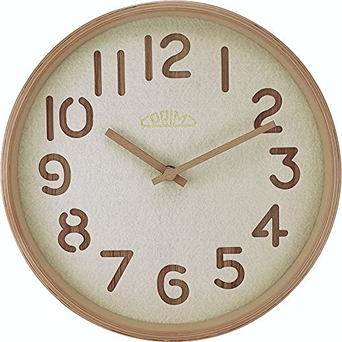 PRIM Organic Soft - C Holz Wanduhr, Quarz-Uhrwerk Sweep, mit einem Innenteil aus feinem Teppich, Ivory, Wanddeko, Schöne Wanddeko für jeden Raum, Wohnzimmer, Schlafzimmer, Küche, Büro