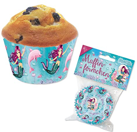 40 Muffinförmchen * MEERJUNGFRAU CORALIE * für Kindergeburtstag und Mottoparty | 11393 | Nixen Kinder Geburtstag Muffin Förmchen Backen
