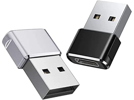 iJiZuo Adaptateur USB C vers USB 2 Pack, Adaptateur USB C Femelle vers USB Mâle pour iPhone 15 14 13 Pro Max, Samsung Galaxy S23 S22 S21(Noir et Argent)