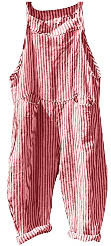 DRILEND Damen Overall, Kariert, Rosa, Locker, Synthetik-Mischgewebe, Hohe Taille, Damen, Overalls, 1981836031, L