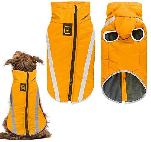 Hund Wintermantel, Hunde Wintermantel Wasserdicht, Mit Fleece gefütterte Hundejacke für kleine, mittelgroße Hunde den Winter und kaltes Wetter Winddichte extraweiche Hundeweste (XXL, gelb)
