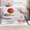 Japanischer Stil Kuscheldecke 180x220 cm Flanelldecke Sakura Rote Sonne flauschig Warme Microfaser Blanket Groß Tagesdecke Decke für Sofa und Bett Hochwertige Decke Sommer