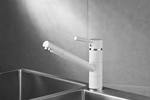 VEROSAN PRO, Siena Mitigeur évier tête rotative 360° Blanc mat 21,4 x 5,5 x 18,9 cm
