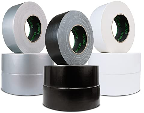 RODOPI Panzertape RaceTape 50mm x 50m Industrie Gewebeband Silber Schwarz Weiß Panzerband extra stark Gewebeklebeband Stärke 0,30mm Gaffa Tape Duct Tape (Schwarz, 6 Rollen)