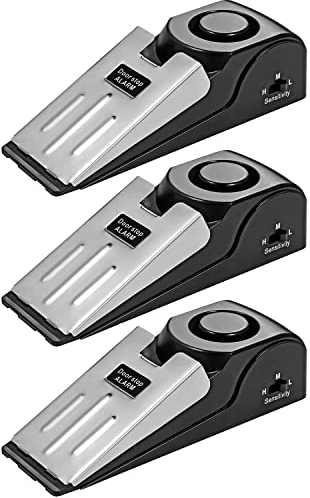 DARENYI 3Pcs Door Stop Alarm Safety Door Wedge Alarm 120db Door Security Stopper Alarm Adjustable Sensitivity Security Door Stopper for Travel, Home, Hotel