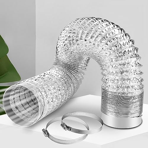 10,2 cm 1,5 m Trockner-Entlüftungsschlauch, flexibler Trocknerentlüftungsschlauch, Cezmkio Trocknerentlüftungs-Kit aus PVC-Aluminiumfolie, für den Innen- und Außenbereich, robustes