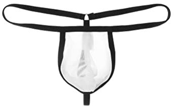 YOOJIA Sexy Homme Micro String Résille Tanga Transparent T-Back Slip de Bain Natation Érotique Lingerie Thongs Athletic Briefs Underwear Nightwear Blanc A S