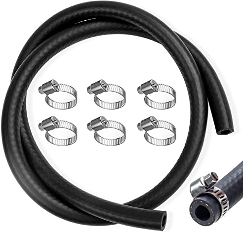 Zelbuck Manguera de Gasolina 1 Metro Ø 5 mm Kit de Manguera Combustible Línea de Gas Combustible con 6 Piezas Abrazadera de Manguera Tubo Gasolina Tuberia de Combustible para Motor Automóvil Tractor