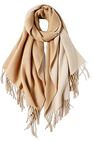 MaaMgic Schal Damen Pashmina Stola Warm Zweifarbig mit quasten/fransen Tücher für Frauen Abendkleider Hochzeit Festlich xxl Schals Herbst Winter Einfarbig Deckenschal MEHRWEG