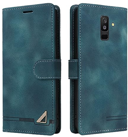 OKZone Kompatibel mit Samsung Galaxy A6 2018 Hülle, Halterung Standfunktion Kartenfach Wallet Schutzhülle 360 Grad Stoßfest Premium Leder Schutzhülle Handyhülle für Samsung Galaxy A6 2018 (Grün)