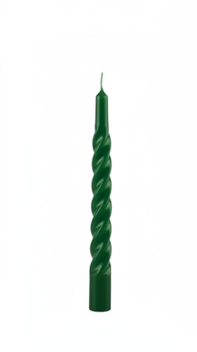 Lackierte Kerzen Tortiglione Ø 2,2 cm H 21 cm - 3 Stück - Dunkelgrün